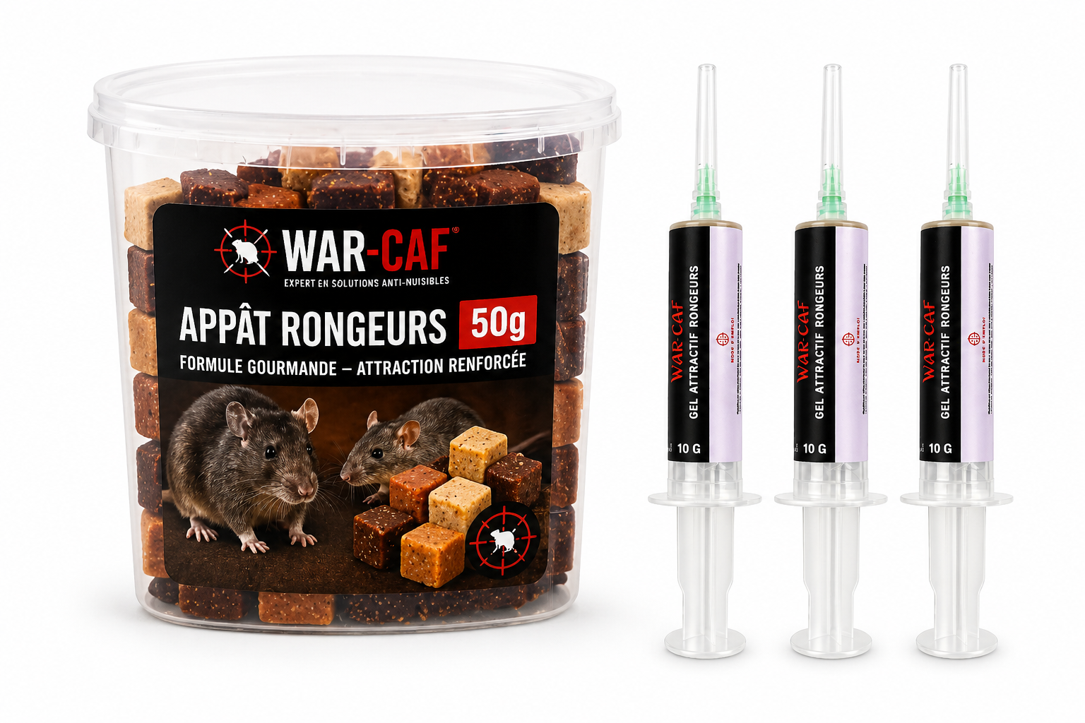 🐀 Appât rongeurs WAR-CAF – cubes attractifs (50g Rats & souris – formule gourmande professionnelle