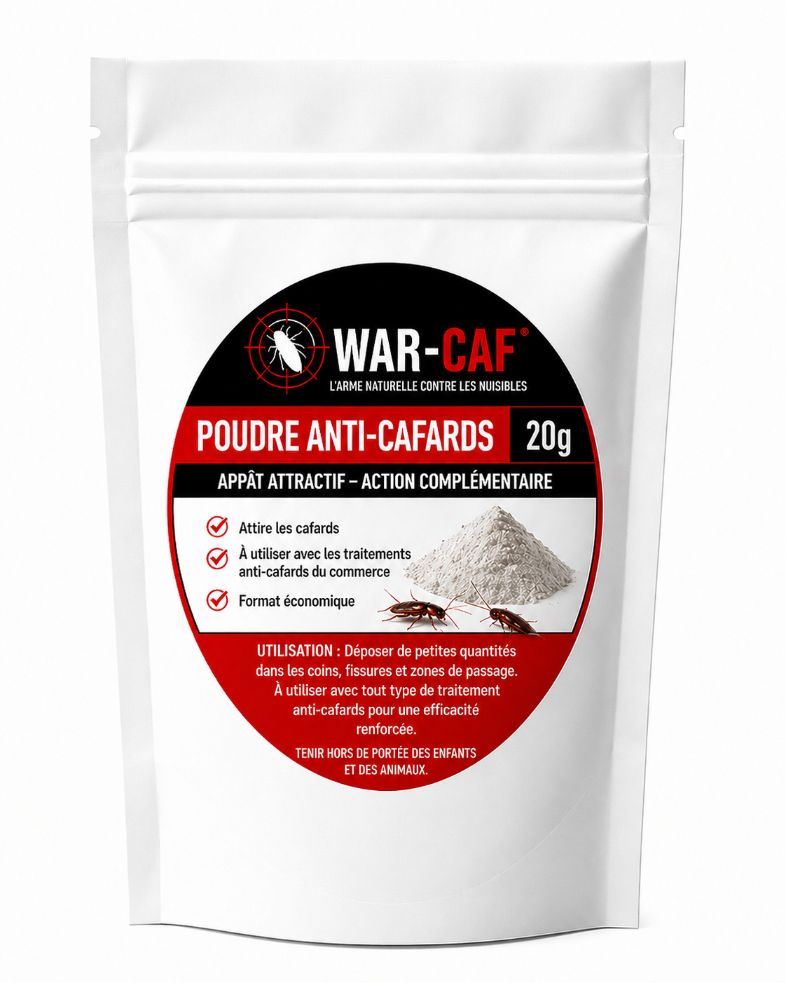 Poudre anti-cafards WAR-CAF – 20g (format économique)