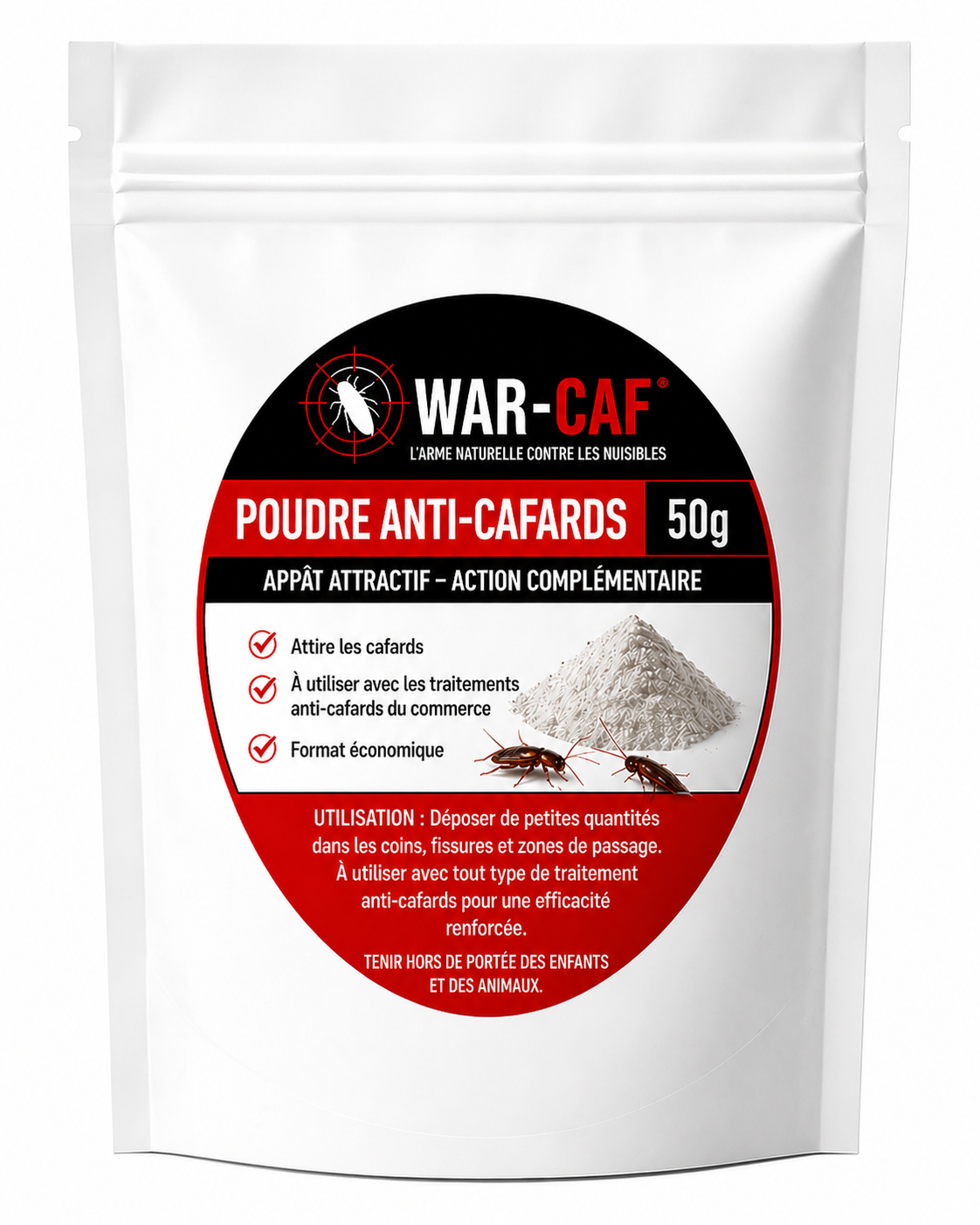 Poudre anti-cafards WAR-CAF – 50g (format économique)
