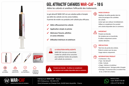 Gel attractif cafards WAR-CAF – 10 g (à utiliser en complément)