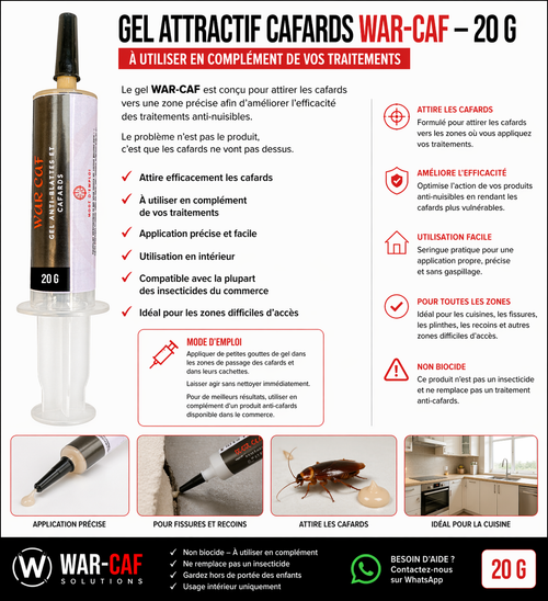 Gel attractif cafards WAR-CAF – 20 g (à utiliser en complément).